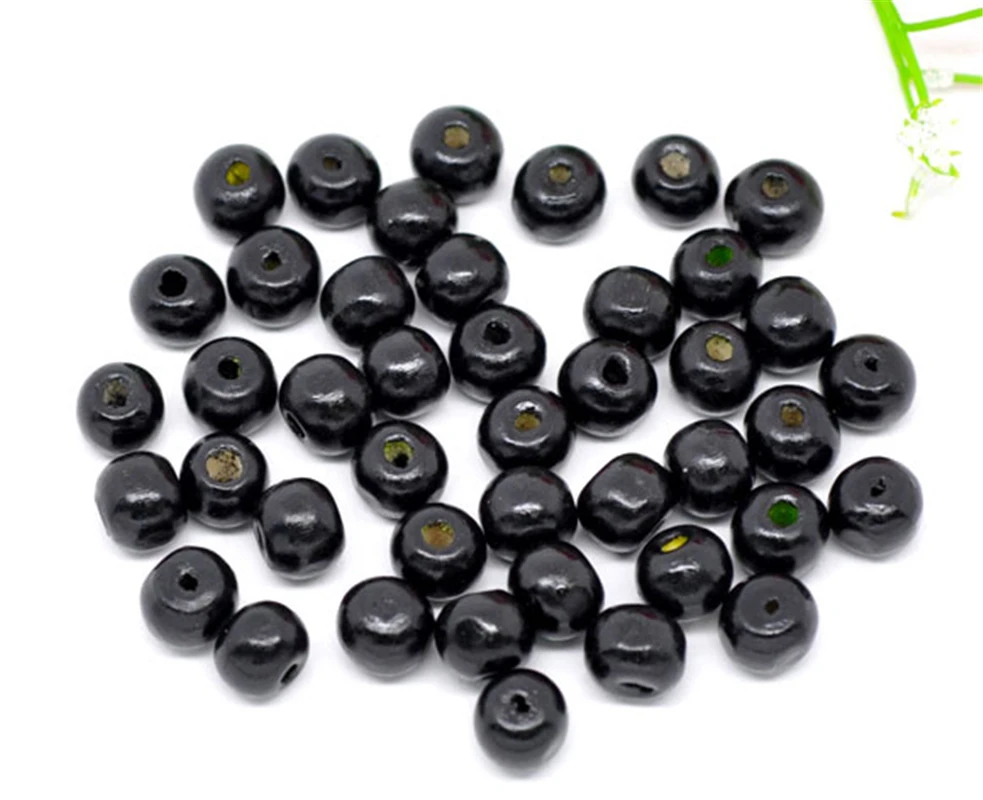 DoreenBeads 500 окрашенные черные деревянные бусины 8 мм (маленькое отверстие) (B08248)|jewelry