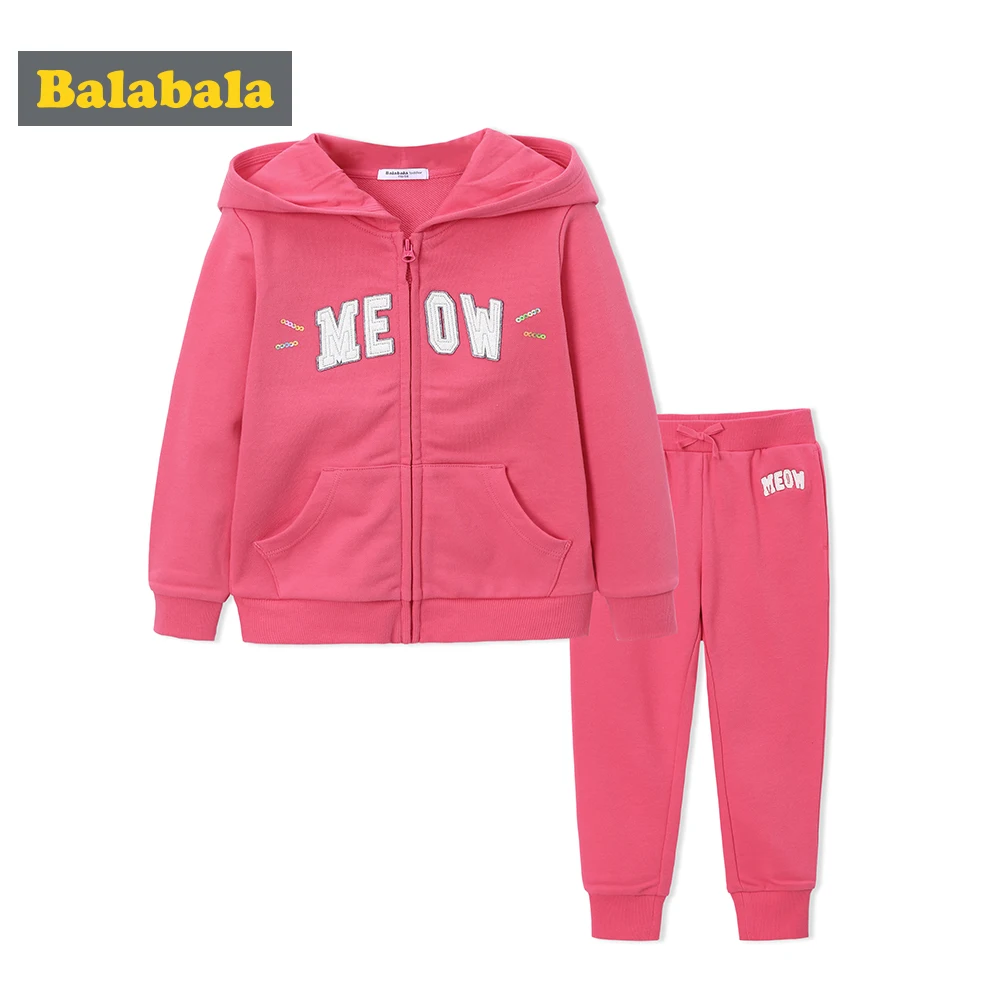 

Balabala Toddler Girls 2-Piece Zip-up Hooded Sweatshirt with Pocket + Joggers Sweatpants Clothes Set Children Kid Clothing Set