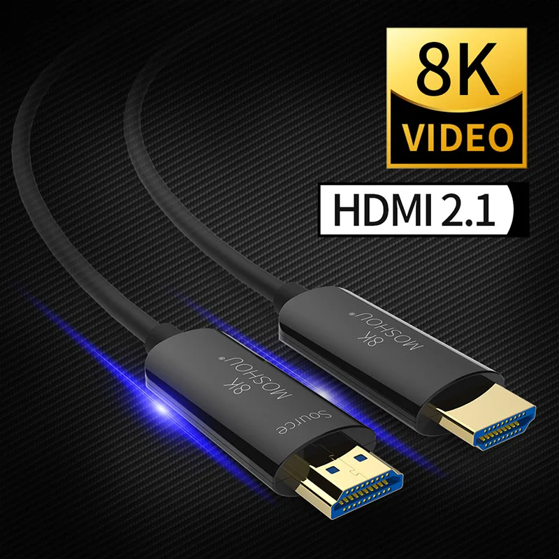  MOSHOU Optical Fiber HDMI 2.1 Cable Ultra-HD (UHD) 8K Cable 120Hz 48Gbs with Audio Video HDMI Cord 