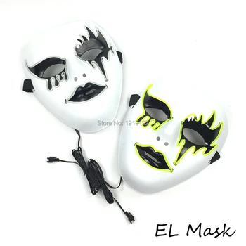 

10pcs Sound Activated Glowing Gift 10 color Select EL Mask For plastic Halloween Masks Grimace Club For Wedding Party Decoration