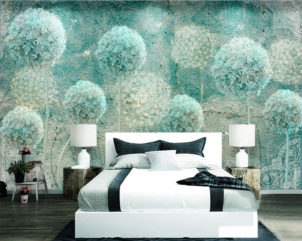 Beibehang مخصص خلفيات ديكور المنزل جدارية الأوروبية الرجعية مجردة الهندباء التلفزيون خلفية الجدران 3d خلفيات papel دي parede