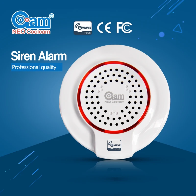 NEO Coolcam NAS-AB01Z Z-Wave Plus Smart Home Siren Alarm Sensor Compatible with Z-wave 300 series and 500 series Home Automation