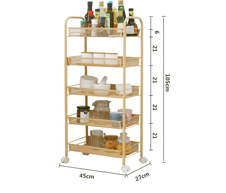 Модные кухонные тележки, маленькая тележка, многоэтажная полка для овощей, передвижная полка для хранения в спальню