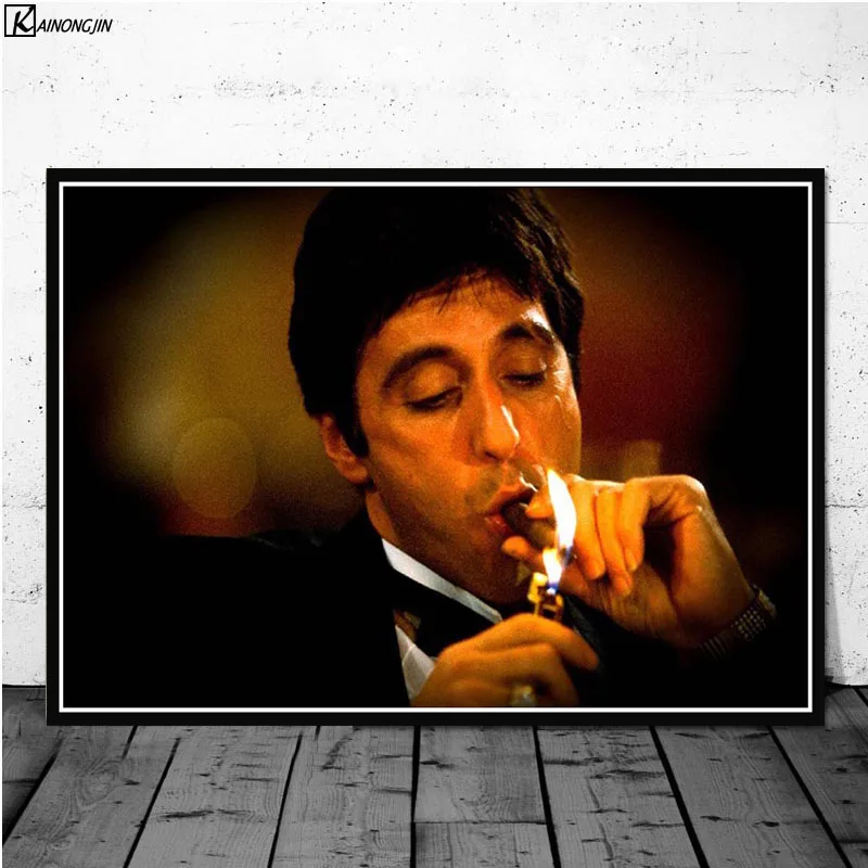 

Posters and Print AL PACINO SCARFACE Poster Gangster Godfather Movie Canvas Painting Wall Art Picture for Living Room Home Decor