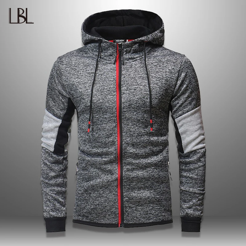 

LBL Mens Hooded Sweatshirt Slim Fit Hoodie Man Sportswear Long Sleeve Zipper Jacket Male 2019 Hoody Tracksuit Fitness Clothing