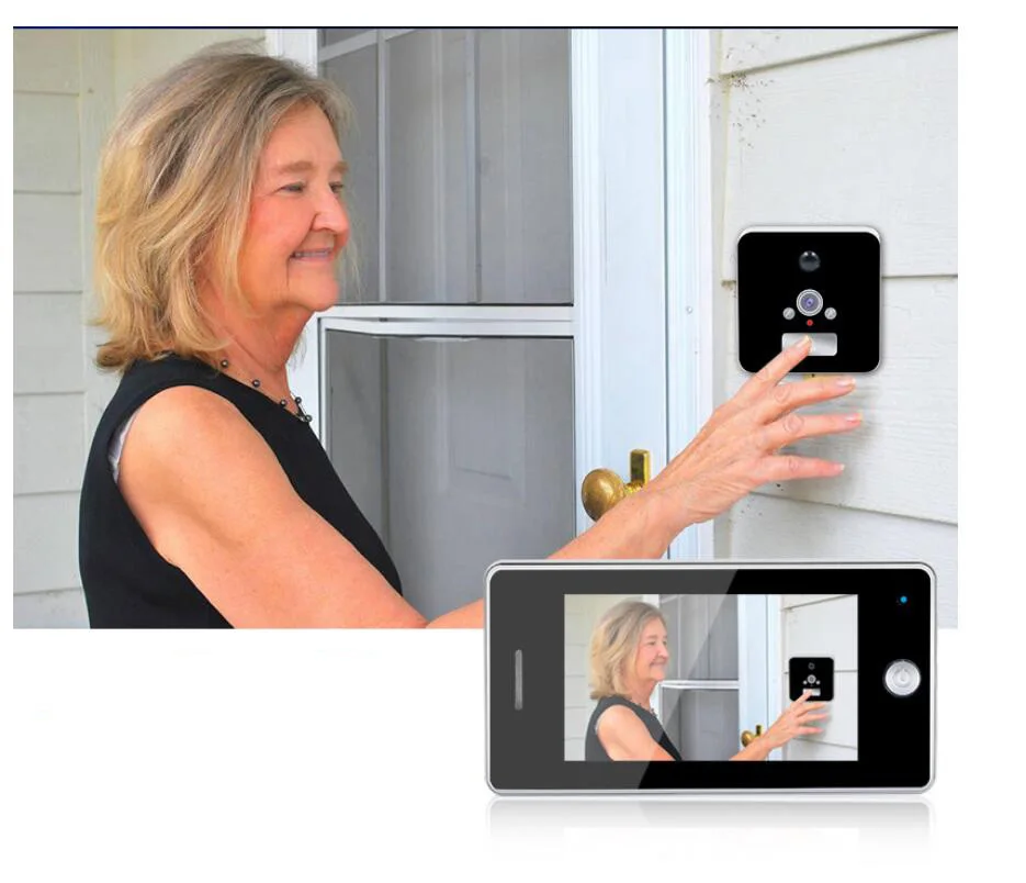 

3000mAh Wireless Door Camera LCD Color Screen Door Peephole Viewer Video Recording Motion Detect Doorbell Camera Video-eye