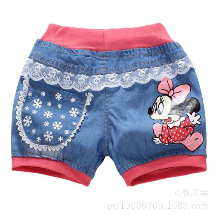 Летние шорты для девочек; модные хлопковые повседневные штаны для малышей; кружевная детская одежда с цветочным принтом и рисунком кота; beau loves; одежда для детей - Цвет: Розово-красный