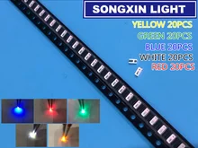 100 pçs/lote 5 cores 3014 smd led super brilhante vermelho/verde/azul/amarelo/branco água clara diodo de luz led