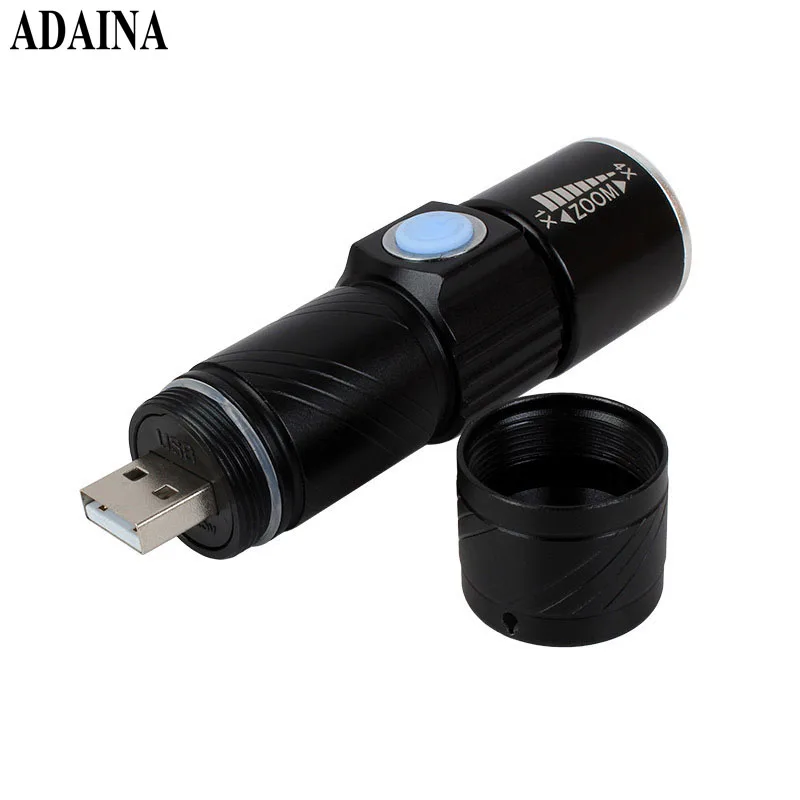 

Zoom Lens LOutdoor Camping Hiking Flashlight LED Support USB charging Long-range Electric Torch Camping Rechargeable Battery