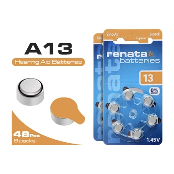 

48 Pcs High Quality 1.45V 305mAh Zinc Air ZA13 A13 Hearing Aid Replacement Button Coin Batteries DA13X AC13E AC13N AC13 13 13DS