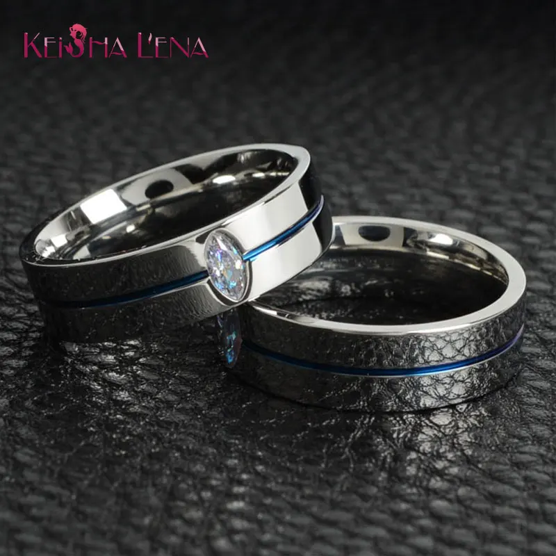 Keisha Lena 6 мм чистая титановая сталь кольцо бренд свадебные синие кольца для женщин ювелирные изделия