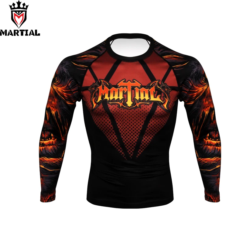 Online Martial Envío Gratis nueva llegada Hear me roar impreso manga completa rashguards fitness mma grappling jersey camisetas para correr