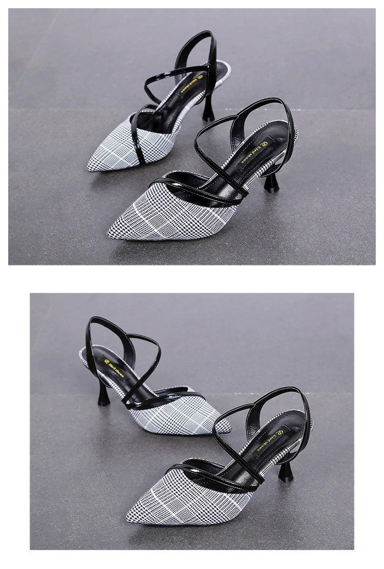 Большие размеры 35-39; женские туфли-лодочки на шпильке; клетчатая обувь с острым носком из органической кожи на тонком каблуке; коллекция года; весенние вечерние женские туфли; YM