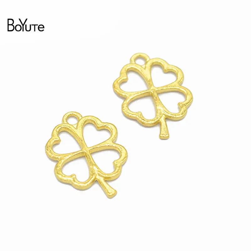 BoYuTe (100 PiecesLot) 2417MM 6 Colors Zinc Alloy Clover Lucky Flower Charms Pendants Diy Jewelry Findings Accessories (3)