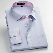 Классические стильные модные рубашки с воротником, рубашки в полоску с длинными рукавами, мужские рубашки, однотонные Азиатские размеры S-4XL, высокое качество