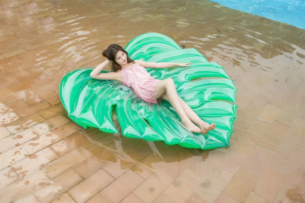 New design adult swimming pool water toys green leaves leaf tube accessories tube rafting water toys (4)
