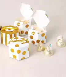 100 шт. 4,8x2,5x3 см Новый маленький шестиугольный Подарочная коробка bronzing Свадебный Конфеты Коробка Подарочная Бумага Коробки шоколада коробка