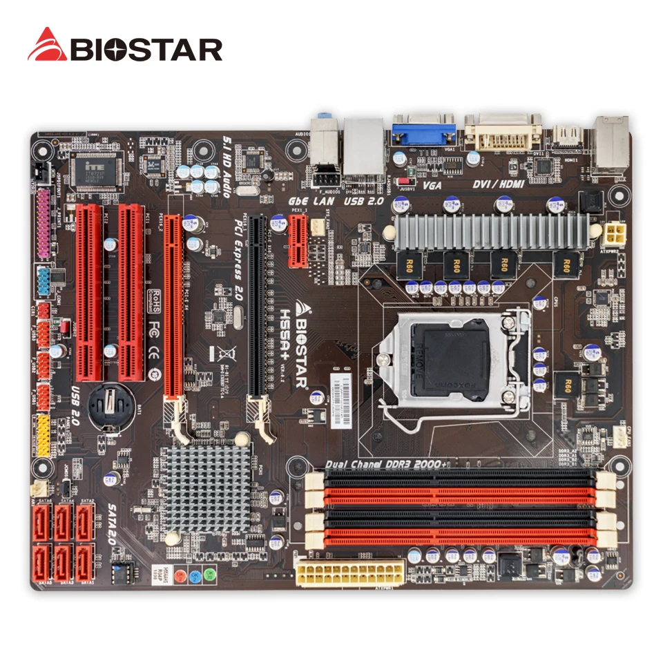 Original BIOSTAR H55A+ Desktop Motherboard H55A H55 LGA 1156 DDR3 16G SATA2 USB2.0 ATX 100% Fully Test h55 atx lga 1156 computer motherboard w vga usb 2 0 pci multicolored