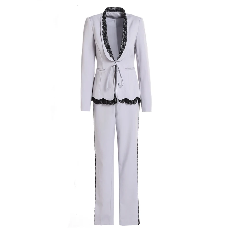 Two Piece Set Women Pants Suit Set winter clothes women 2018 Brand Runway Pants And Top Set formal business office lady sets 
