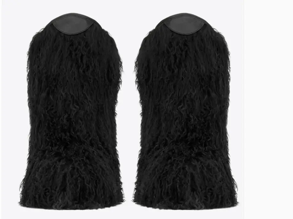 Neige Plat Black apricot Rond De mollet Chaussures Grande Troupeau Avec Bout Femmes Slip Chaude Des abricot Ruban Noir Taille on Mi Mode Bottes SpqMVzUG