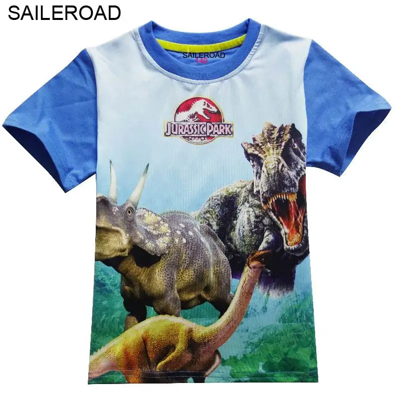 SAILEROAD 4-9age Динозавр Печати Pattern Дети Мальчик Футболка Лето Детские Дети Мальчики Топы Футболки Для Мальчиков Одежда Одежда - Цвет: 2002 blue