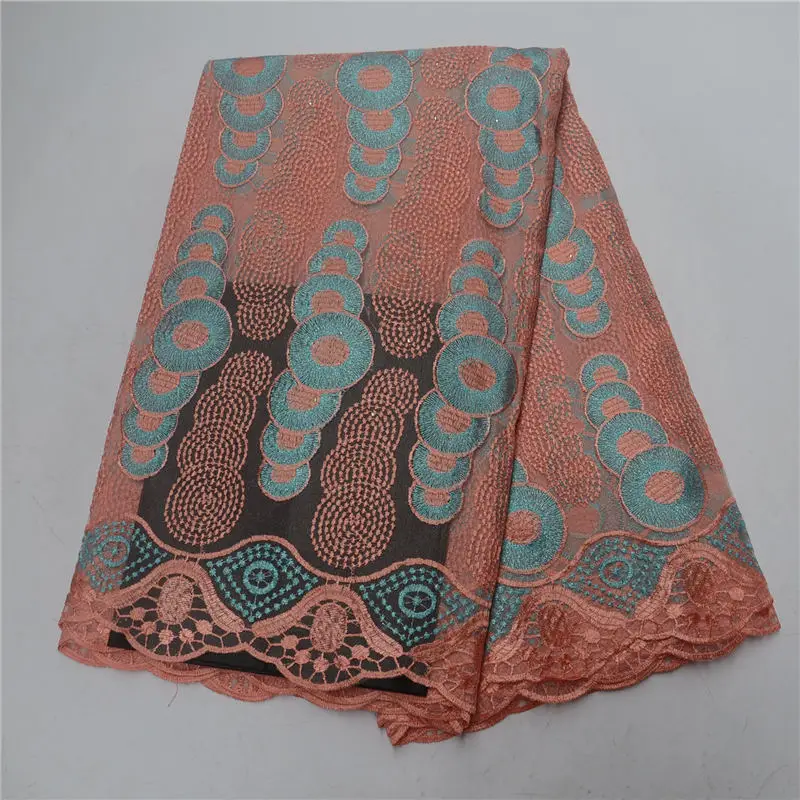 

Peach color lovely desgin Cheapest price Tulle African Laces Fabric Wedding African mesh Tulle Lace Factory sale