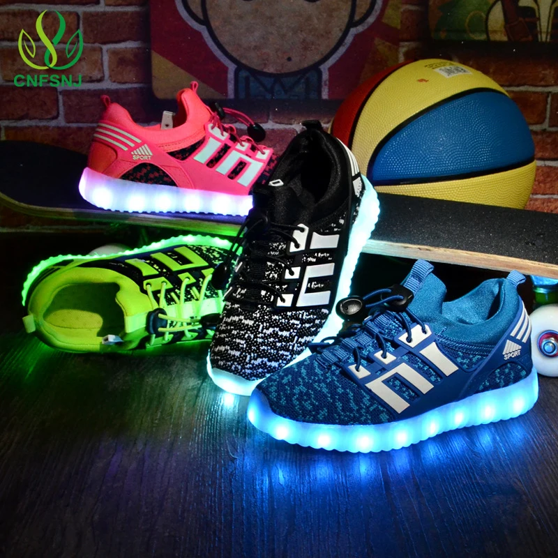 

Fashion Kids Sneakers Children's USB Charging Luminous Lighted Sneakers Boy/Girls Colorful LED lights Children Shoes size 25-37