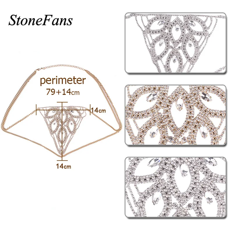StoneFans цепочка для тела со стразами ювелирные изделия талии трусики с узором из листьев для женщин нижнее белье кристалл цепи сексуальные трусики бикини украшения для тела