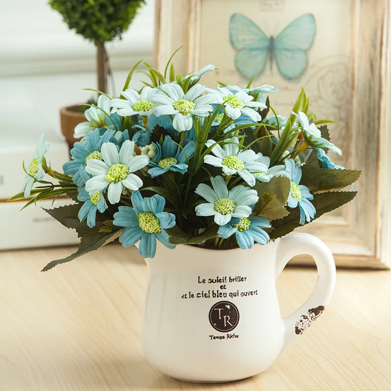 

Simulation of 6 fork oil painting chrysanthemum silk flower living room bedroom flower pot decoration