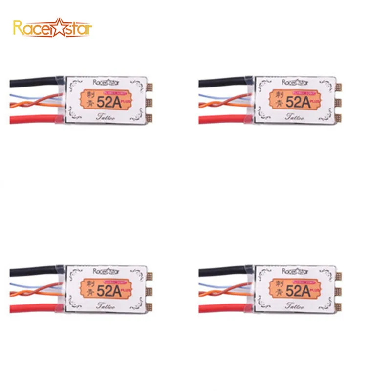 

4X Racerstar Tattoo+ 52A BLheli_32 72MHz GD32F150 ESC Dshot1200 Ready Current Sensor LED Telemetry Speed Controller Spare Parts