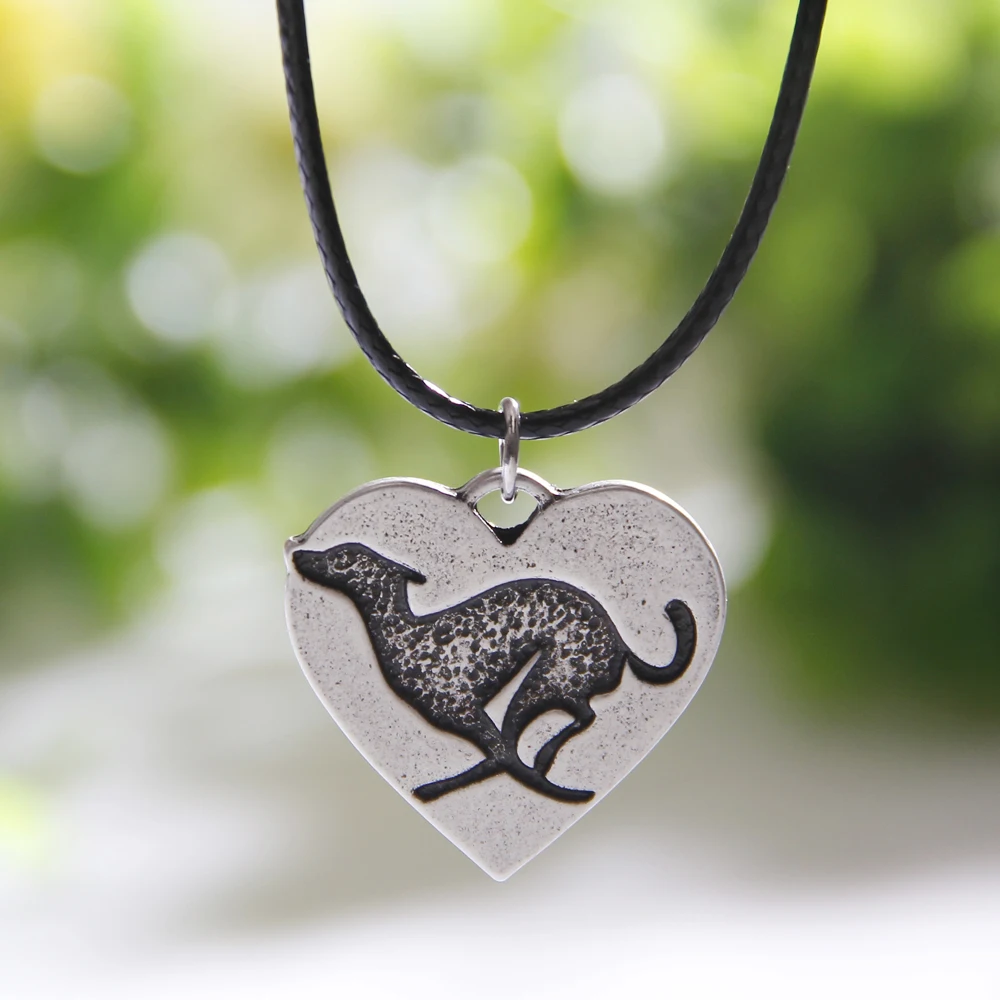Running Greyhound Heart Necklace Dog Pendant Whippet Italian Necklaces