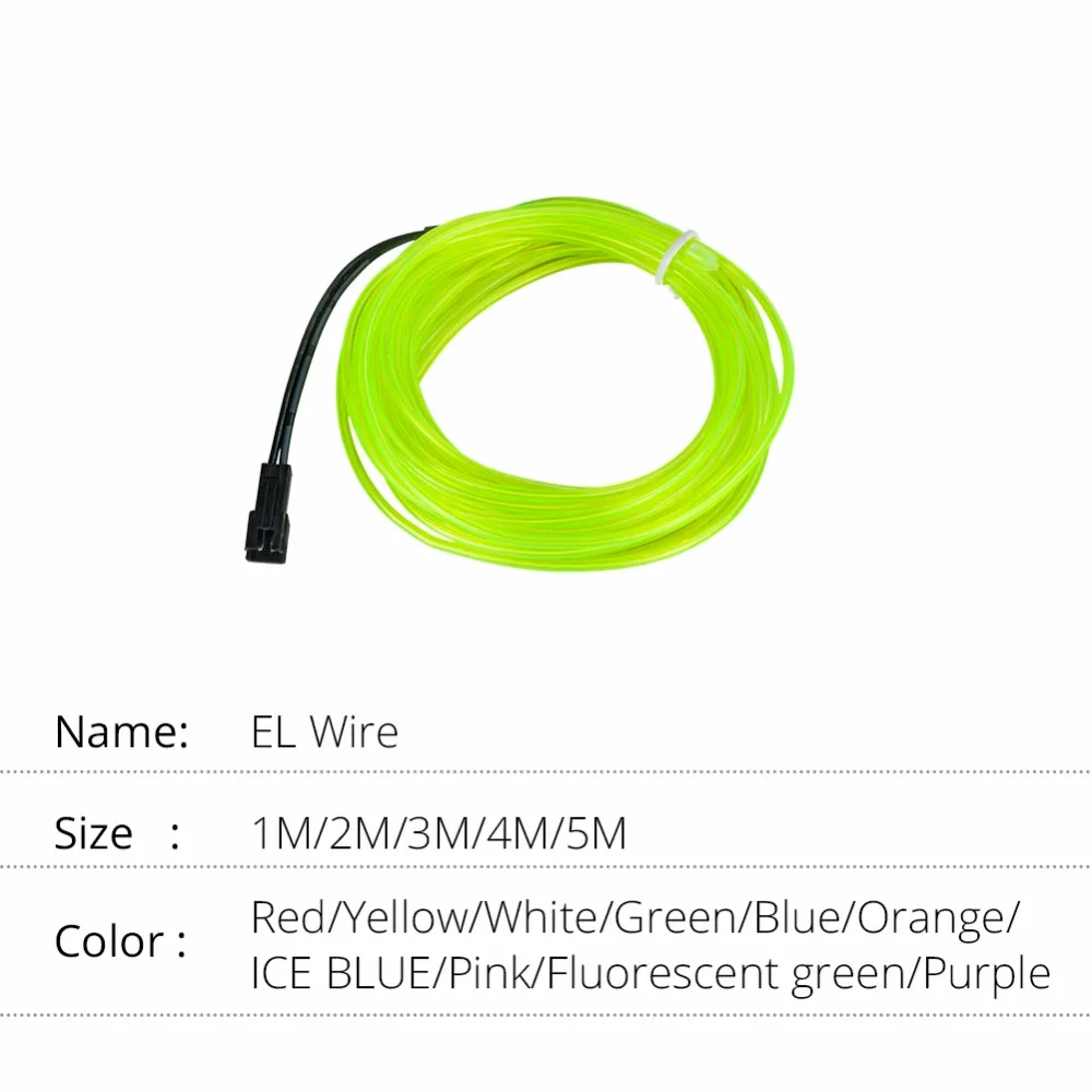 Неосветильник Светодиодная лента EL Wire 3 режима питание от аккумулятора для