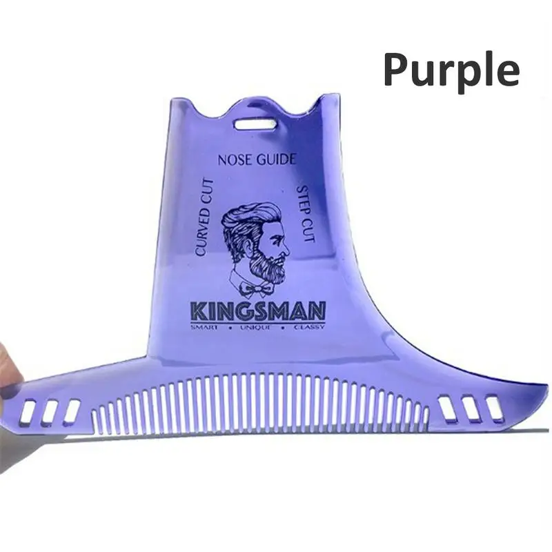 Шаблон для придания формы бороде, гребень для бороды, мужские инструменты для бритья, АБС-пластик, гребень для волос, борода, шаблонные гребни - Цвет: Purple