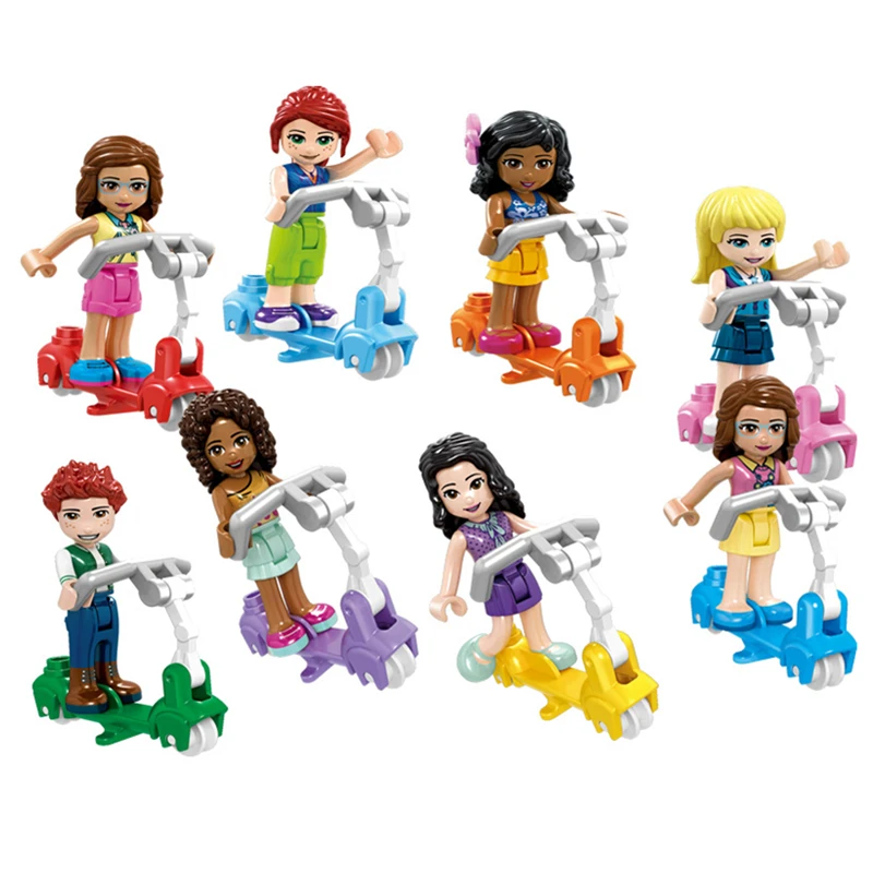 8pcs/Set Girls Princess Series Heart Lake City Girls Scooter Legoings Model Building Blocks Friends for Girl Toys for children 8pcs/Set Girls Princess Series Heart Lake City Girls Scooter Legoings Model Building Blocks Friends for Girl Toys for children