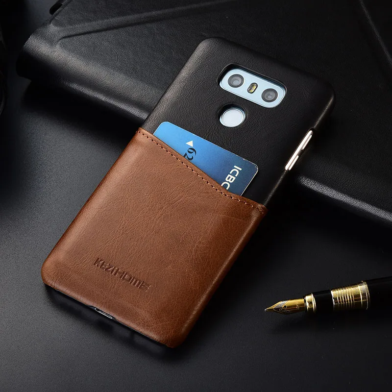 

Case for LG G6 KEZiHOME Two Colors Genuine Leather Hard Back Cover For LG G6 with Card Pocket