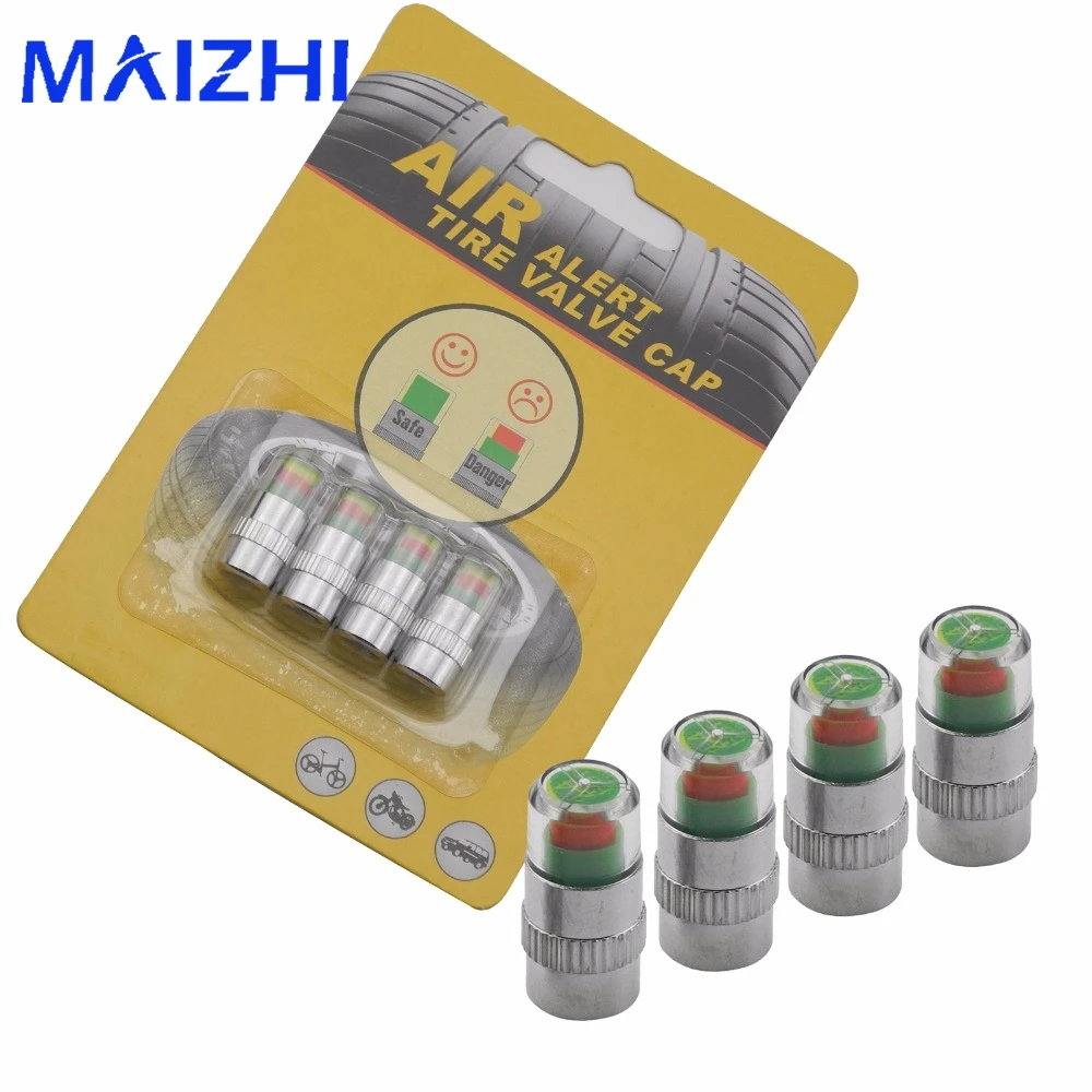 

Jingyuqin 4PCS/lot 2.4Bar 36PSI Car Auto Tire Pressure Monitor Valve Stem Caps Sensor Indicator Eye Alert Diagnostic Tools Kit