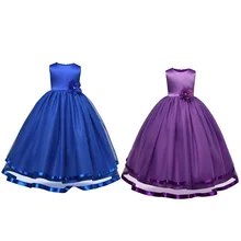 Праздничное платье для девочек возрастом от 3 до 14 лет одежда с цветочным рисунком детская одежда Свадебные платья без рукавов для девочек