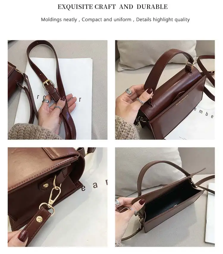 Шикарная маленькая квадратная сумка из искусственной кожи, Женская сумочка, модная темная цветная сумка через плечо, женские сумки через плечо, корейский стиль, клатч