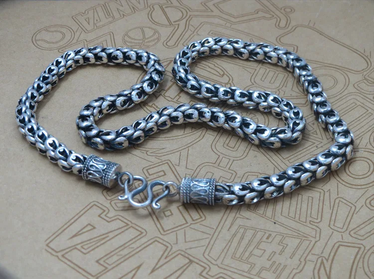 Thai silver 925 silver jewelry vintage old dragon head Necklace domineering male models factory direct sales 8CM crude