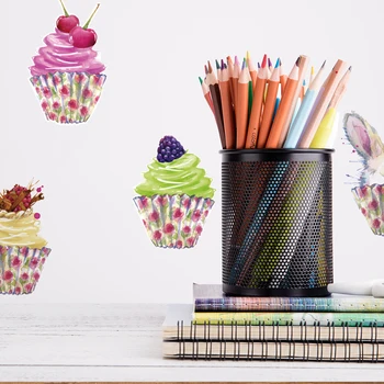 

Watercolor Cupcake Peel Stick Waterproof Wall Stickers for Bedroom Living room Decor Wall stickers for Kid's Room christmas Gift