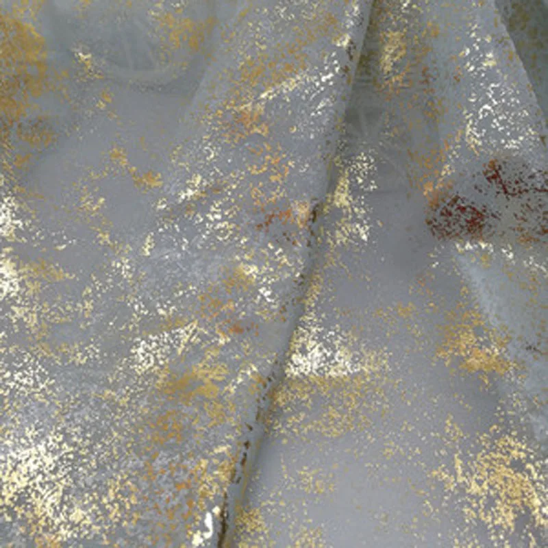 

30D Floral printed chiffon bronzing chiffon cation chiffon fabric Cloud mist pattern of cationic gold-stamped Chiffon