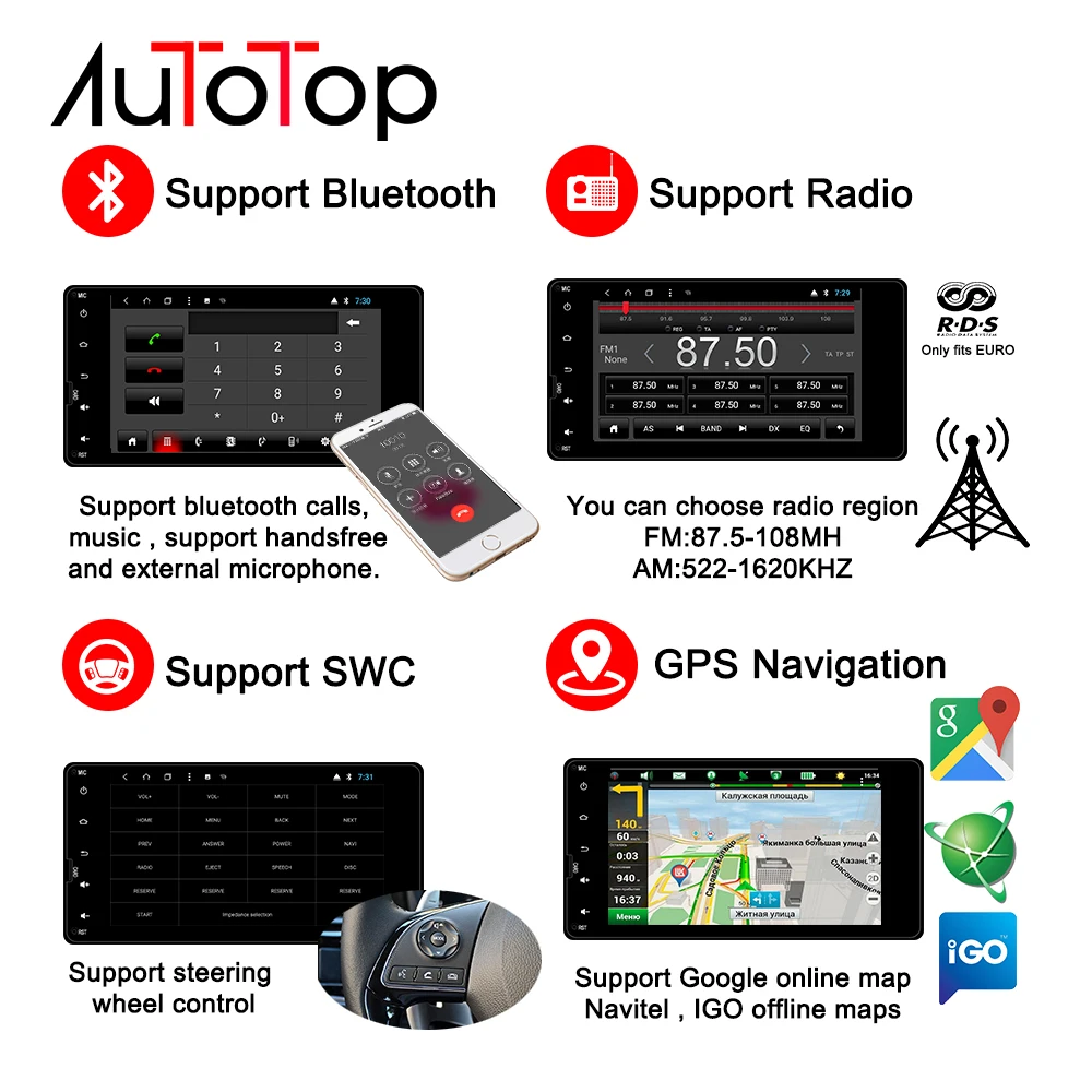 Best AUTOTOP 2 Din Android For Mitsubishi ASX multimedia 2Din Android 8.1 Car DVD GPS For Mitsubishi Outlander Lancer Pajero ASX L200 1