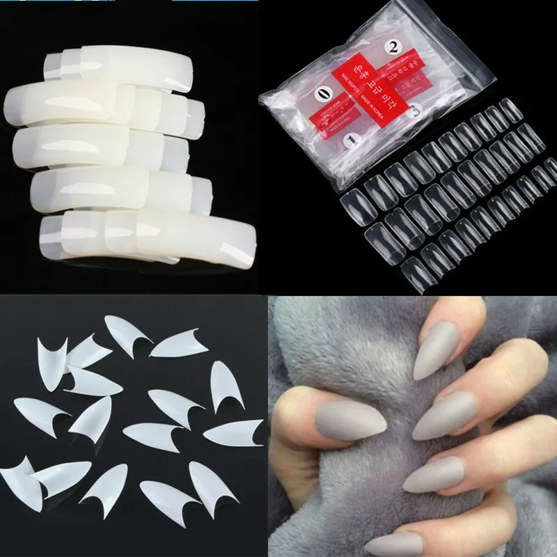 

500 Pcs/Set Nude White Sharp Full False Nail Art Design Tips French Acrylic Polish UV Gel Sticker Salon Design Manicure Tools