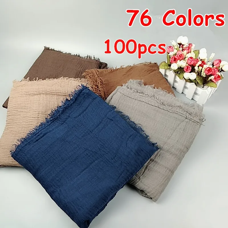 

O21 100pcs Hot sale bubble plain scarf/scarves fringes soft solid hijabs popular muffler shawls big pashmina muslim wrap