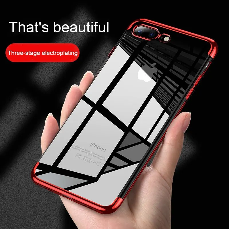 

YKSPACE 6Colors Silicone TPU Ultra Thin Soft Plated Case For iPhone X XS MAX XR 10 6 6S 7 8 Plus Crystal Clear Back Phone Cover