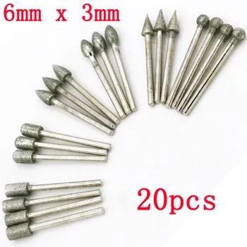 

Fixmee 20Pc Diamond Grinding Burrs Bit for Rotary Tool Drill Die Grinder RouterShank3mm