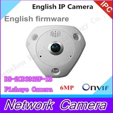 6MP Fisheye Camera,360 degree view angle, New English camera DS-2CD6362F-IS,Network IP camera w/IR,HD IP Camera
