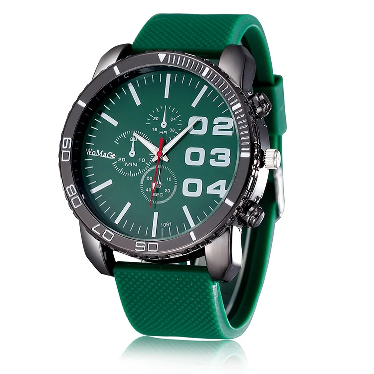 

High Quality Silicone Band Men's Big Face WoMaGe Watch Alloy Metal Case Casual Students Sport Watches 100pcs/lot