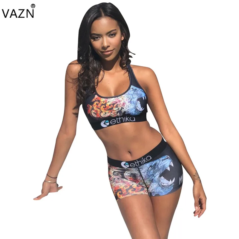 VAZN специальный дизайн, сексуальные комплекты из 2 предметов, женские, с принтом, 4 цвета, без рукавов, с круглым вырезом, женские, с вырезами, обтягивающие короткие спортивные костюмы, LSL6276