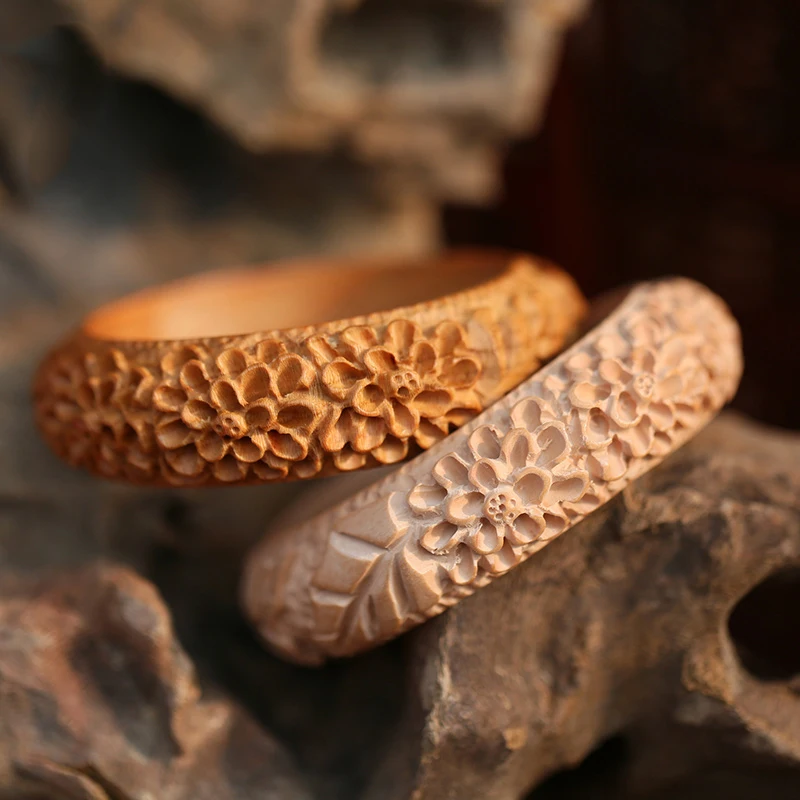 Высокое качество персиковый браслет женский ручной работы резной деревянный браслет, женская бижутерия девушки браслет в народном стиле женские влюбленные подарок